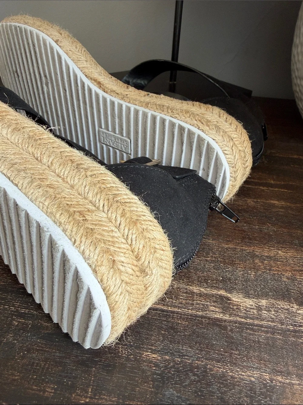 Womens Black Espadrille Platform Sandals by Alfani